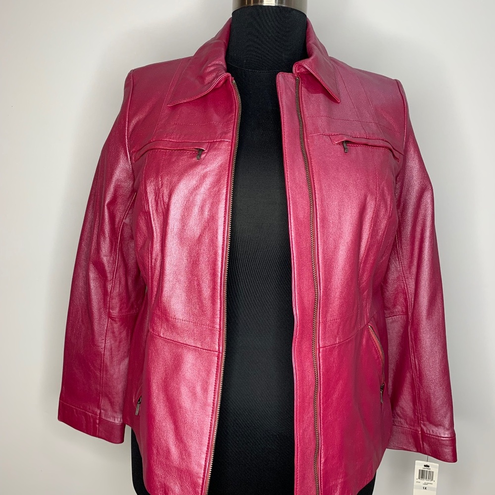 Alfani Genuine Leather Pink Jacket